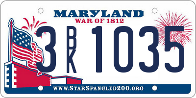 MD license plate 3BK1035