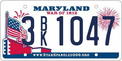 MD license plate 3BK1047