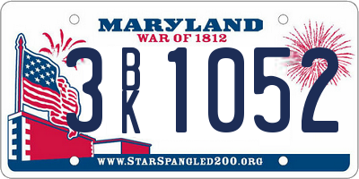MD license plate 3BK1052