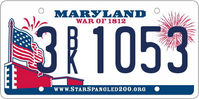 MD license plate 3BK1053
