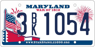 MD license plate 3BK1054