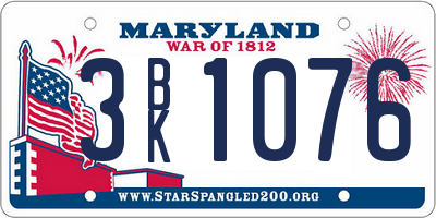 MD license plate 3BK1076