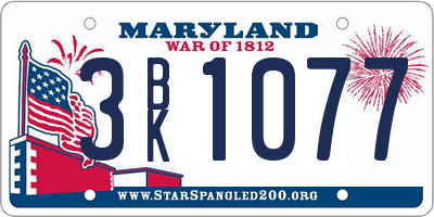 MD license plate 3BK1077