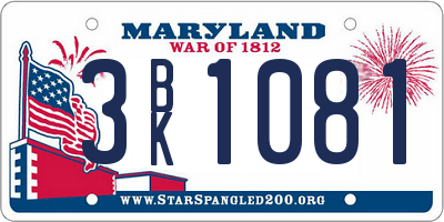 MD license plate 3BK1081