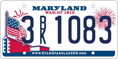 MD license plate 3BK1083