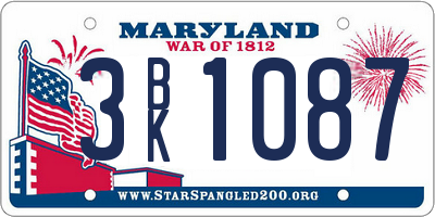 MD license plate 3BK1087