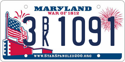 MD license plate 3BK1091