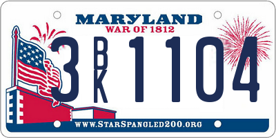 MD license plate 3BK1104