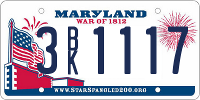 MD license plate 3BK1117