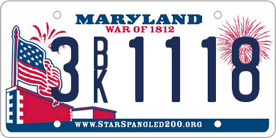 MD license plate 3BK1118