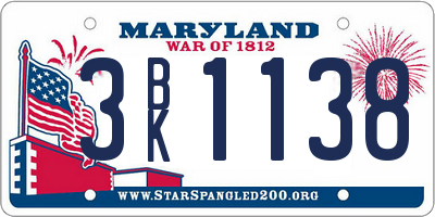 MD license plate 3BK1138