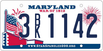 MD license plate 3BK1142