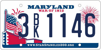 MD license plate 3BK1146