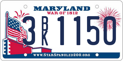 MD license plate 3BK1150