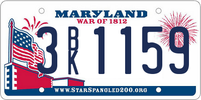 MD license plate 3BK1159