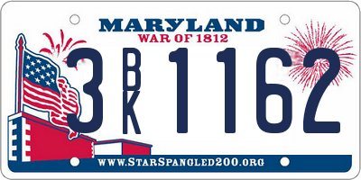 MD license plate 3BK1162