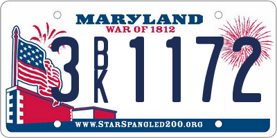 MD license plate 3BK1172