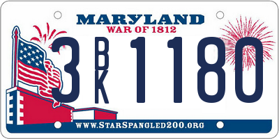 MD license plate 3BK1180