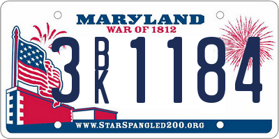 MD license plate 3BK1184