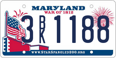 MD license plate 3BK1188