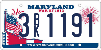 MD license plate 3BK1191