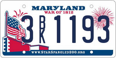 MD license plate 3BK1193