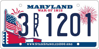 MD license plate 3BK1201