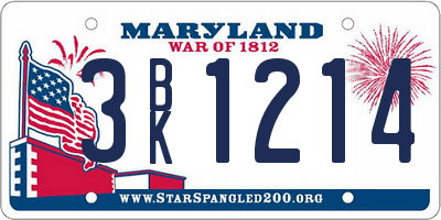 MD license plate 3BK1214