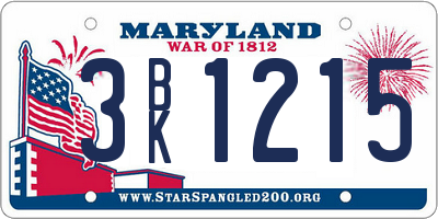 MD license plate 3BK1215