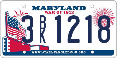 MD license plate 3BK1218