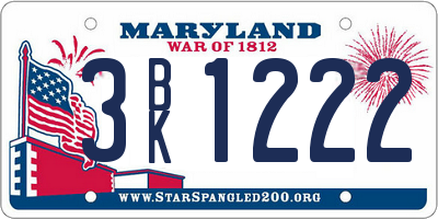 MD license plate 3BK1222