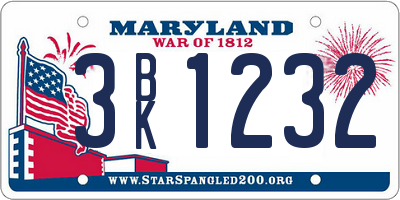 MD license plate 3BK1232