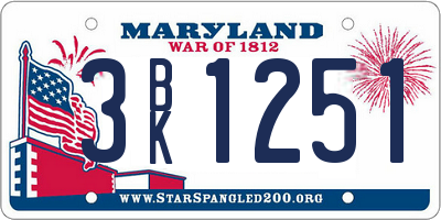 MD license plate 3BK1251