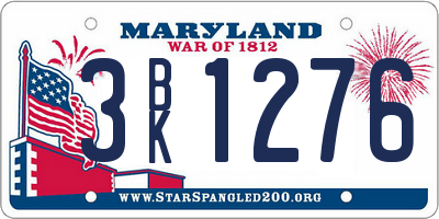 MD license plate 3BK1276
