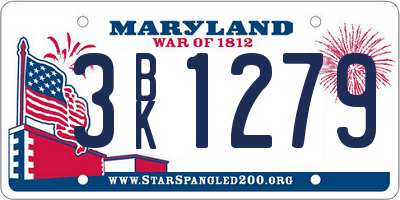 MD license plate 3BK1279