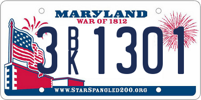MD license plate 3BK1301