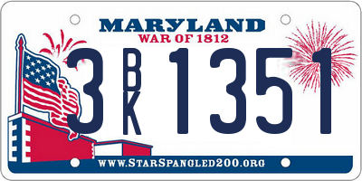 MD license plate 3BK1351