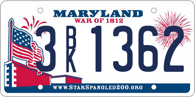 MD license plate 3BK1362