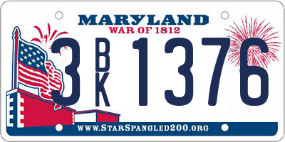 MD license plate 3BK1376
