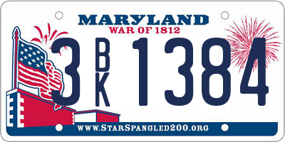 MD license plate 3BK1384