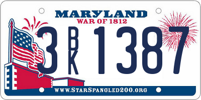 MD license plate 3BK1387