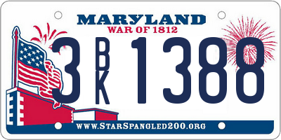 MD license plate 3BK1388