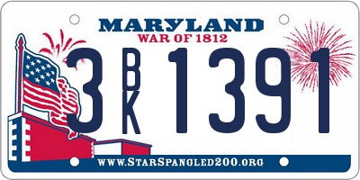 MD license plate 3BK1391