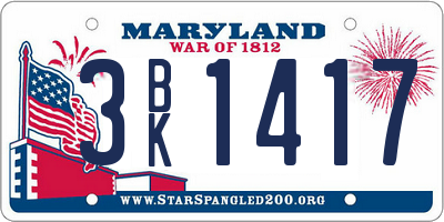 MD license plate 3BK1417
