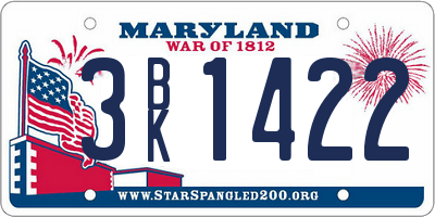 MD license plate 3BK1422