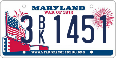 MD license plate 3BK1451