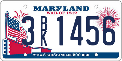 MD license plate 3BK1456