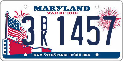 MD license plate 3BK1457