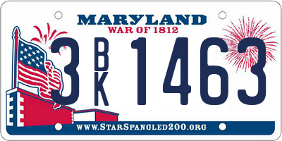 MD license plate 3BK1463