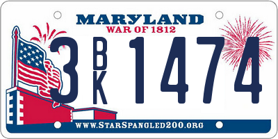 MD license plate 3BK1474